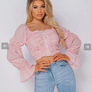 Beautiful soft pink crop top fits 8-10